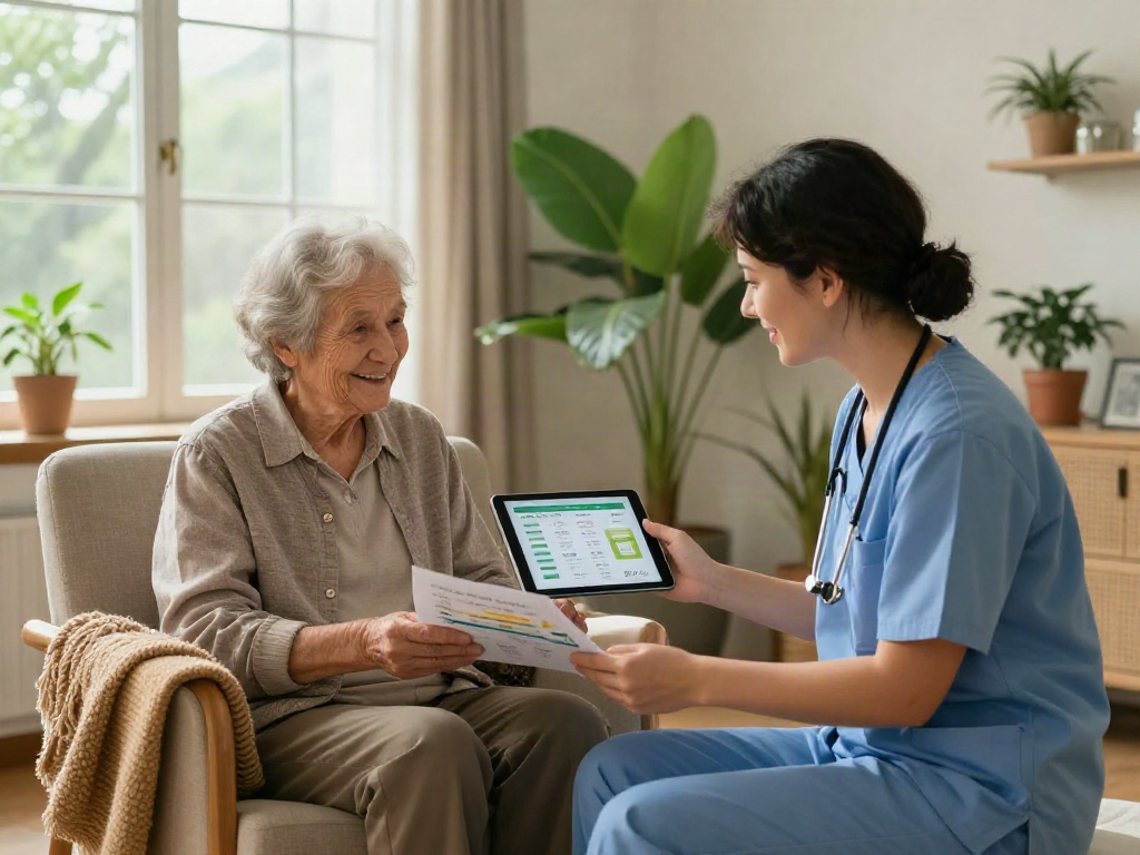Assistance for new members in home care services, showcasing caregiver's support.